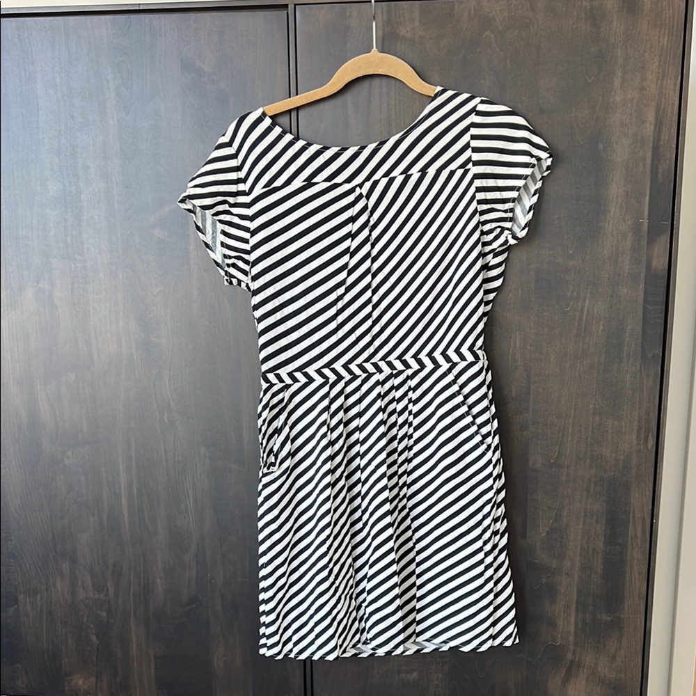 Jcrew Black and White Striped Dress